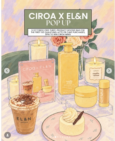CIROA x EL&N: FREE Goodie Bag with Latte or Cake (Wardour Street)