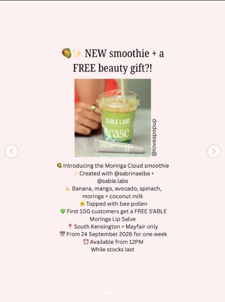 Drinktease x S'ABLE Labs: Moringa Cloud Smoothie (South Kensington)