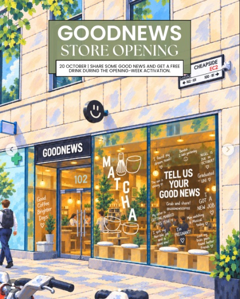 GOODNEWS Store Opening: FREE Drink (Cheapside)