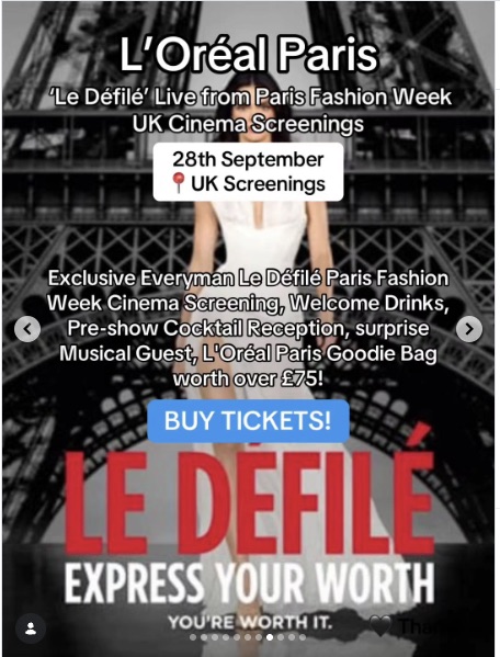 L'Oreal Paris Le Defile: Live from Paris Fashion Week (London)