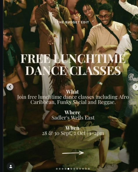 Free Lunchtime Dance Classes at Sadler's Wells East