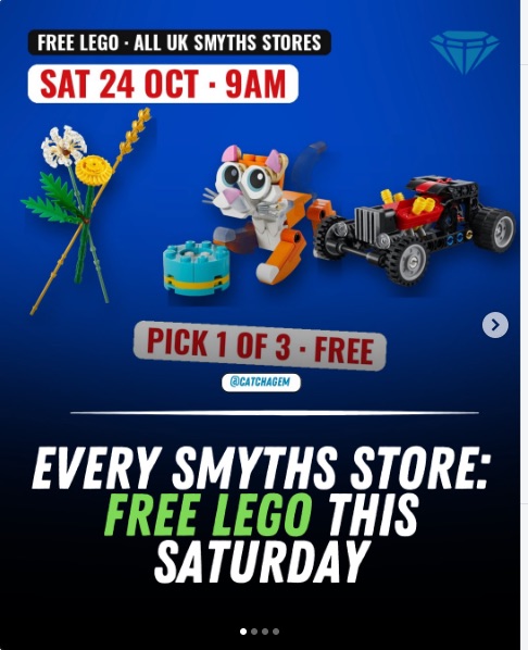 Smyths Toys FREE LEGO Giveaway (All Stores)