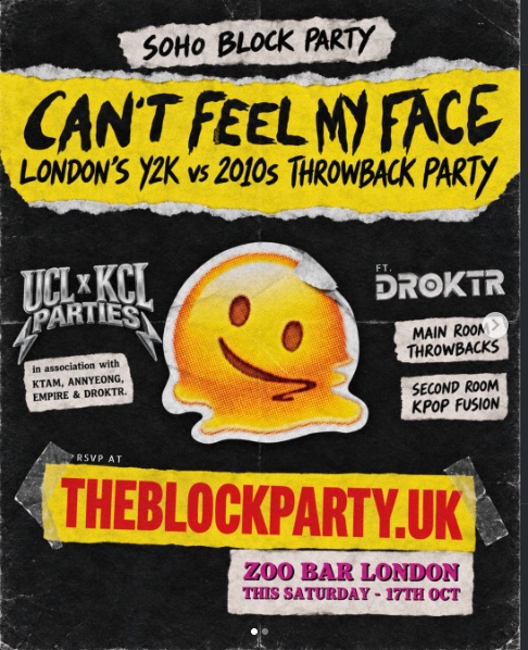 Soho Block Party: Can't Feel My Face (Y2K vs 2010s Throwback Party)
