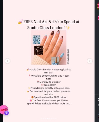 Studio Gloss Nail Bar Opening (Westfield London)