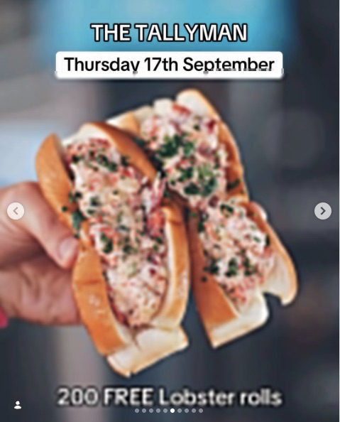 The Tallyman Free Lobster Rolls